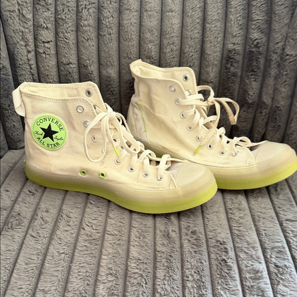 Converse Other - Men’s Converse Cream Glow in the Dark High-Tops with Neon Green Soles size 11.5